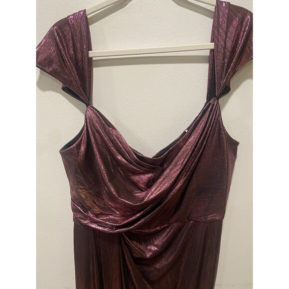 Marchesa Notte Metallic Lame Draped Gown Maxi Dress Women's Size 16 NWOT - Picture 8 of 11